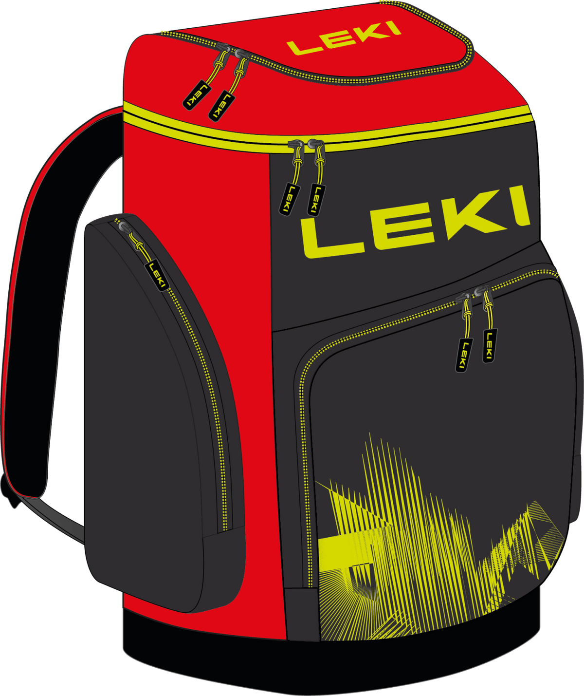 Leki Skiboot Bag WCR 85 Liter bright red-black-neonyellow