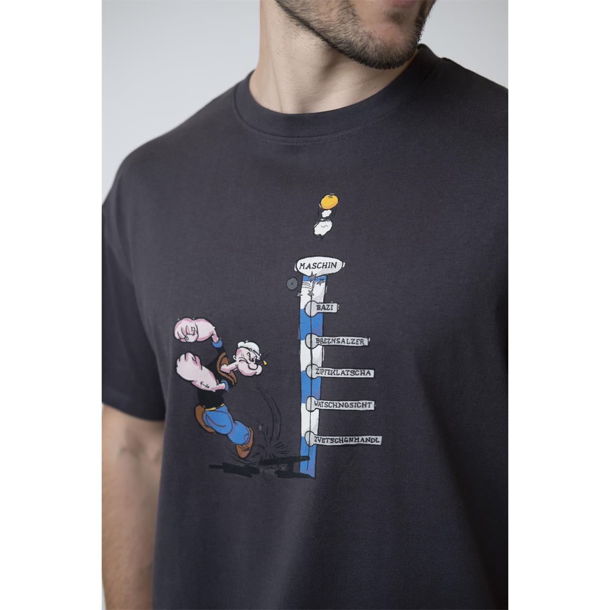 Bavarian Caps T-Shirt "Popeye haut den Lukas" - dunkelgrau