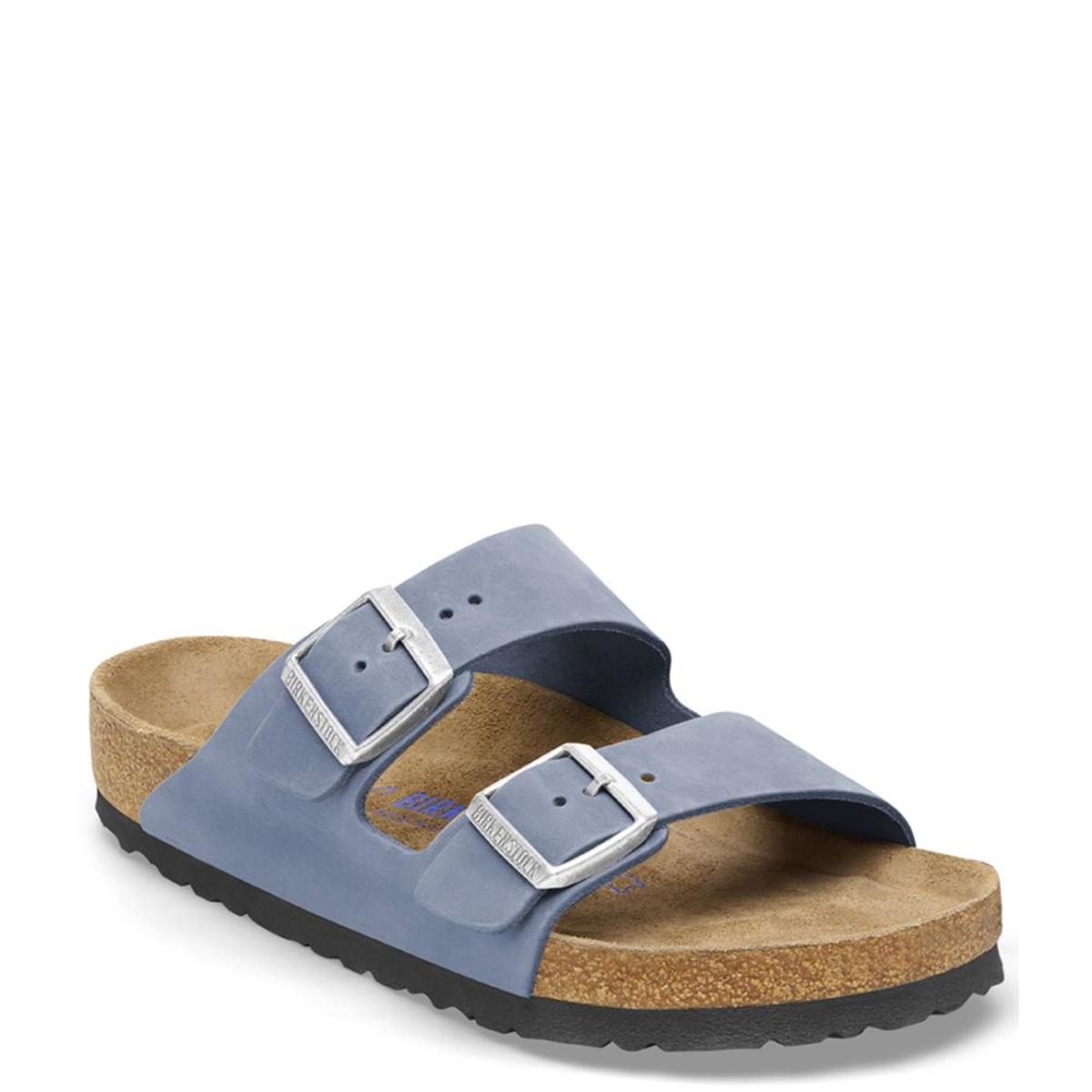 Birkenstock Arizona Soft Footbed natural leather oiled schmal elemental blue Damen