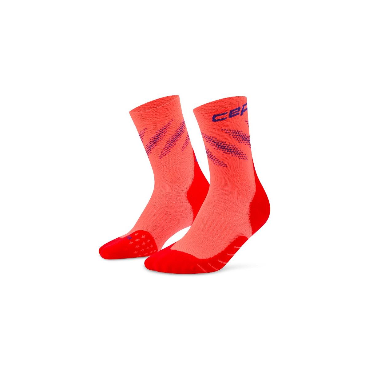 CEP Core Run Edt. Elliptic Compression Socks Mid Cut Women neon coral / purple