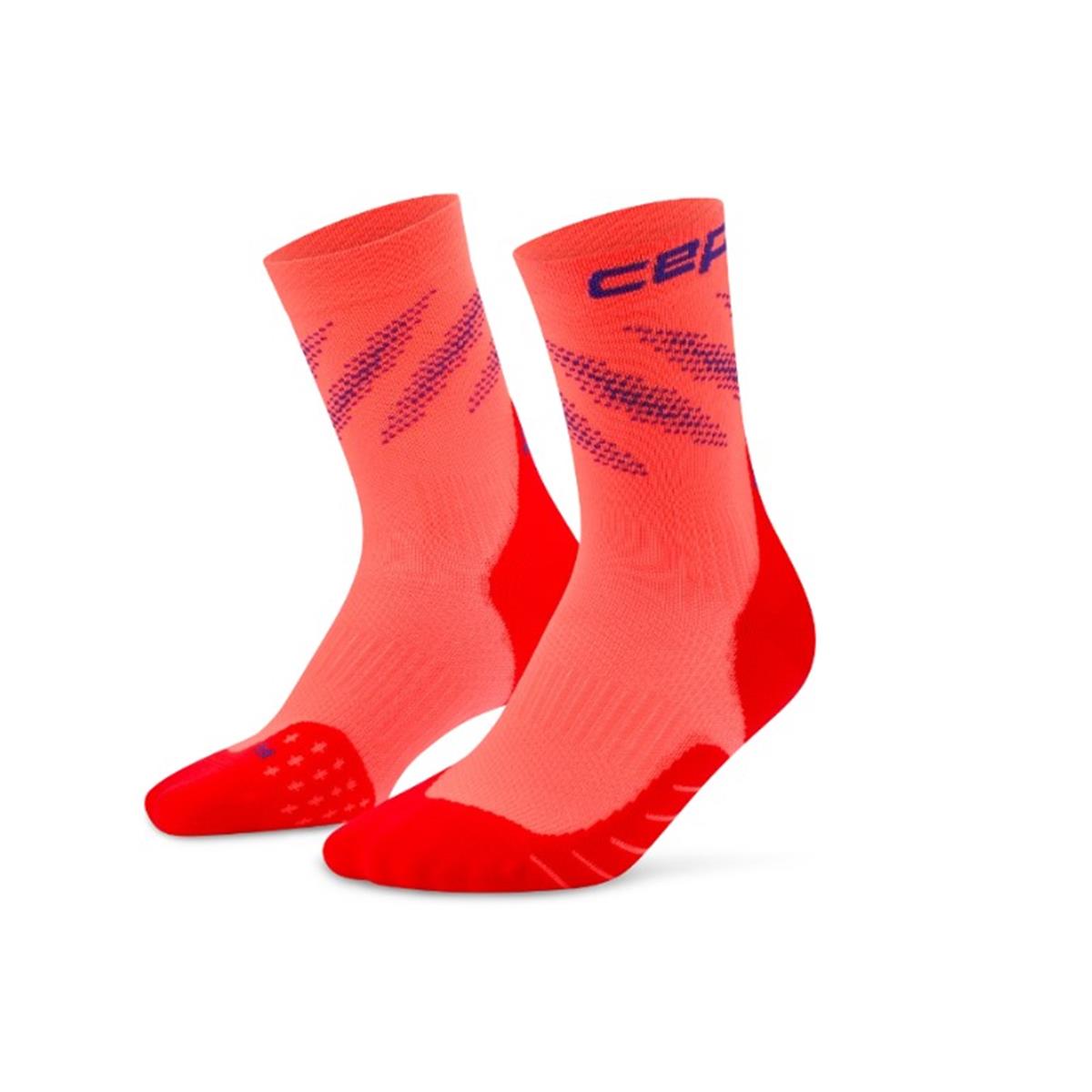 CEP Core Run Edt. Elliptic Compression Socks Mid Cut men neon coral / purple