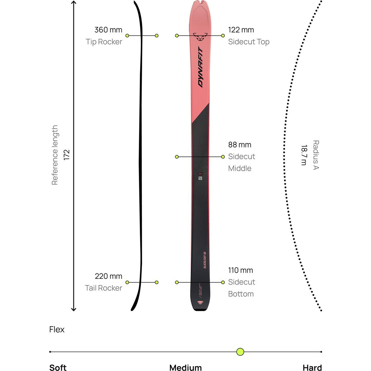 Dynafit Blacklight 88 Flex 70 Ski fluo coral Tourenski 25/26 ohne Bindung