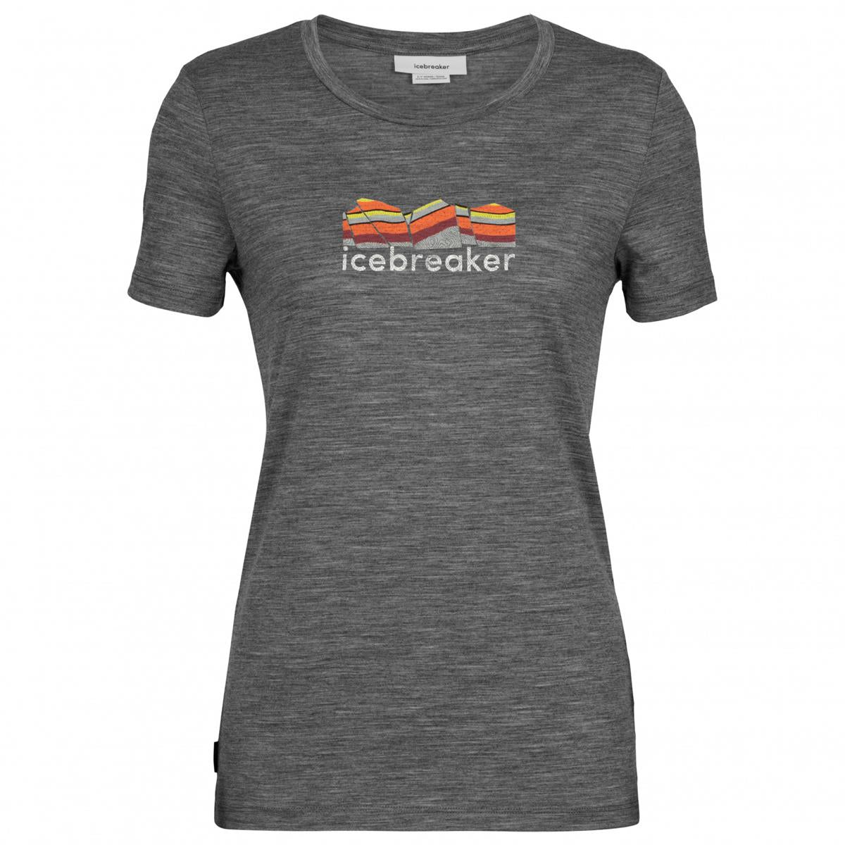 Icebreaker Tech Lite II SS Tee Mountain Geology gritstone heather Damen T-Shirt