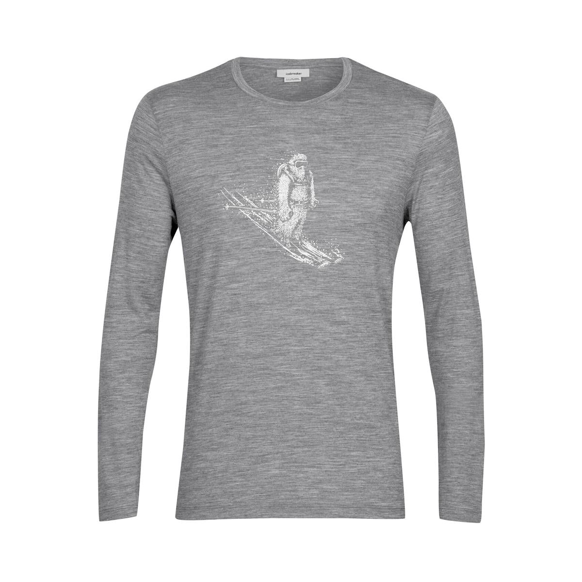 Icebreaker Tech Lite II LS Tee Skiing Yeti gritstone heather Herren Merino Longsleeve