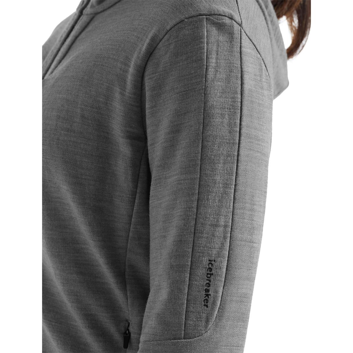 Icebreaker Quantum III LS Zip Hood metro heather black Damen Merinojacke
