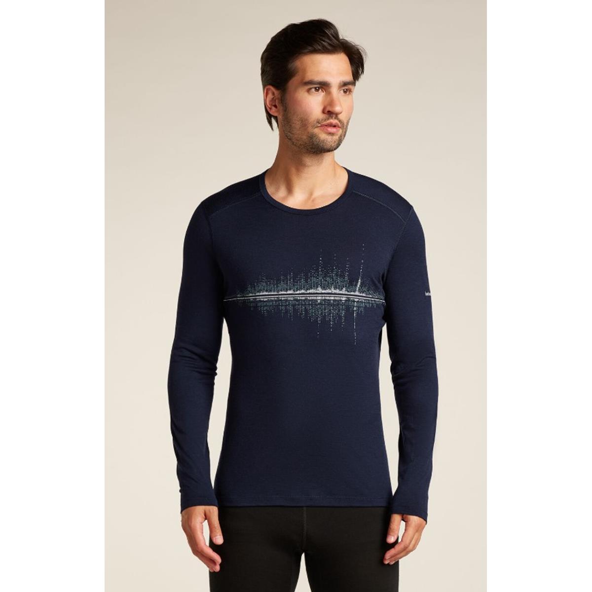 Icebreaker Merino 200 Oasis Thermo-Langarmshirt mit Rundhalsausschnitt Snow Wave Herren