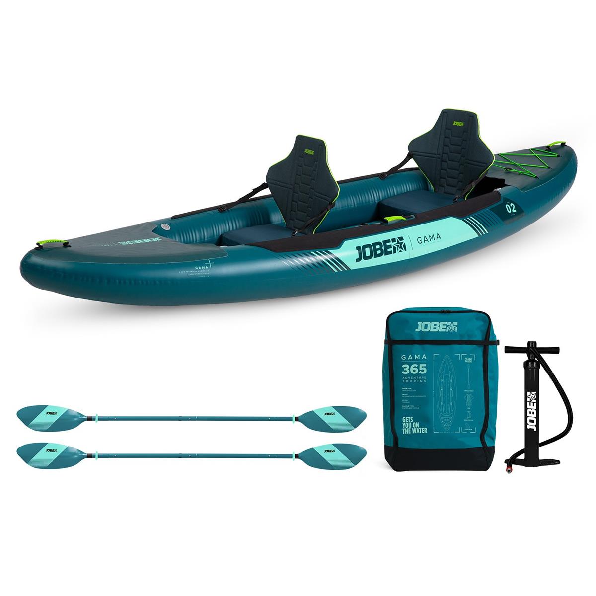 Jobe Gama Aufblasbares Kajak Paket - atlantic green