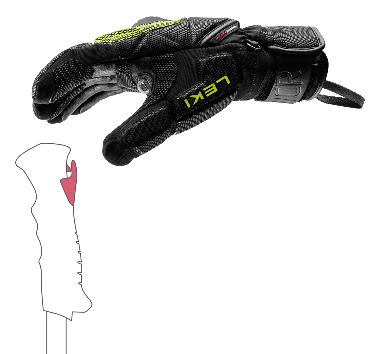 LEKI WCR Coach 3D - black-ice lemon