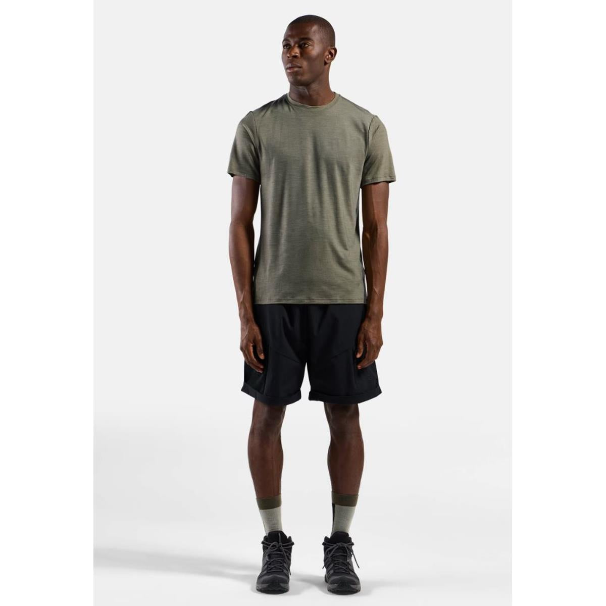 Odlo M Merino Tencel Plain Tee vetiver melange Herren T-Shirt