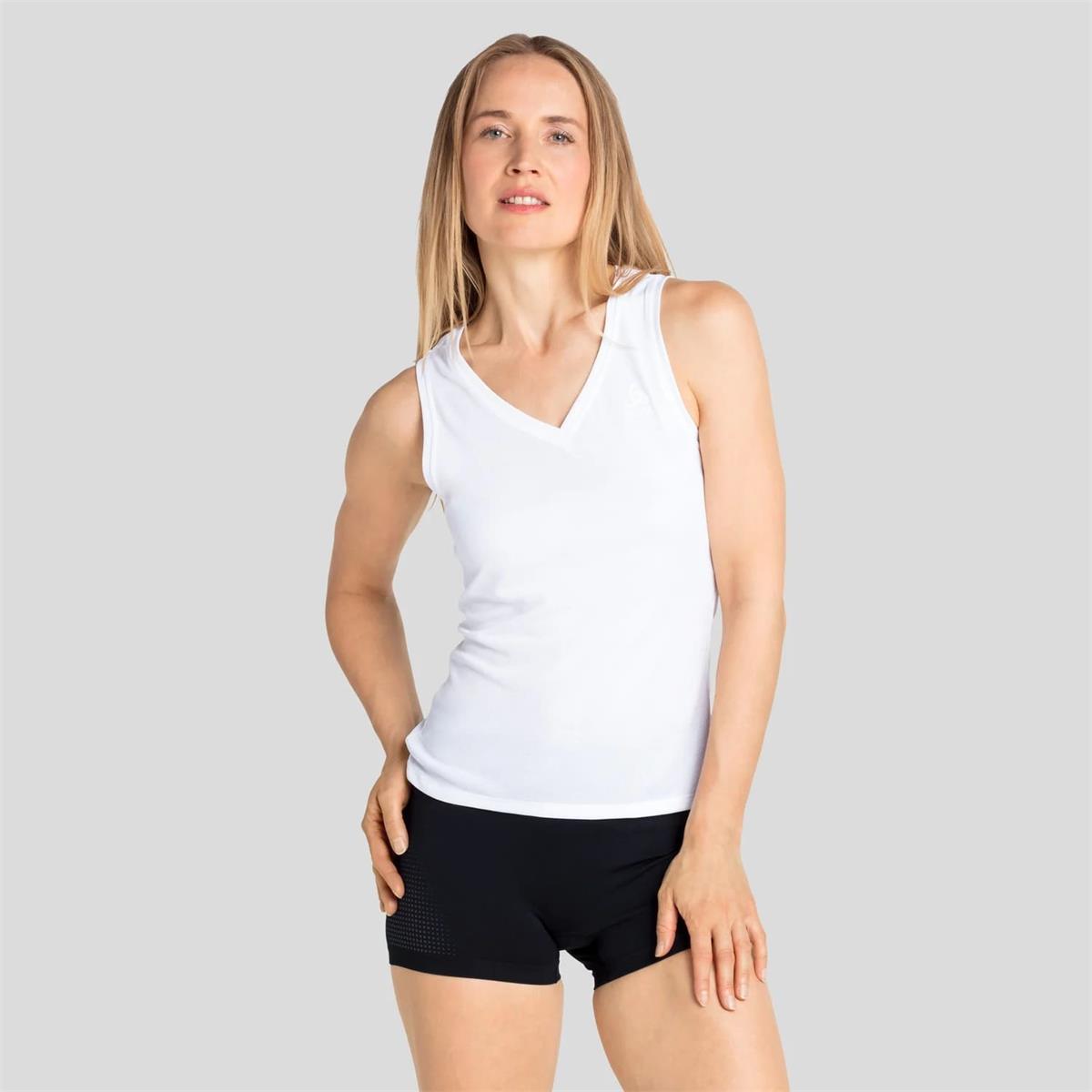 Odlo Active F-Dry Light Eco Top V-Neck Singlet white Funktion Damen Unterhemd