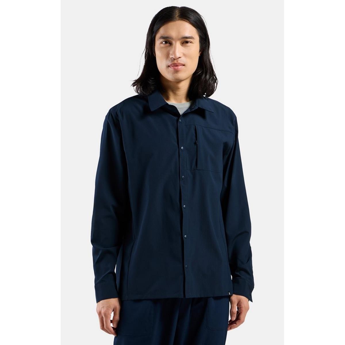 ODLO Essentials Langarm-Wanderhemd - dark sapphire