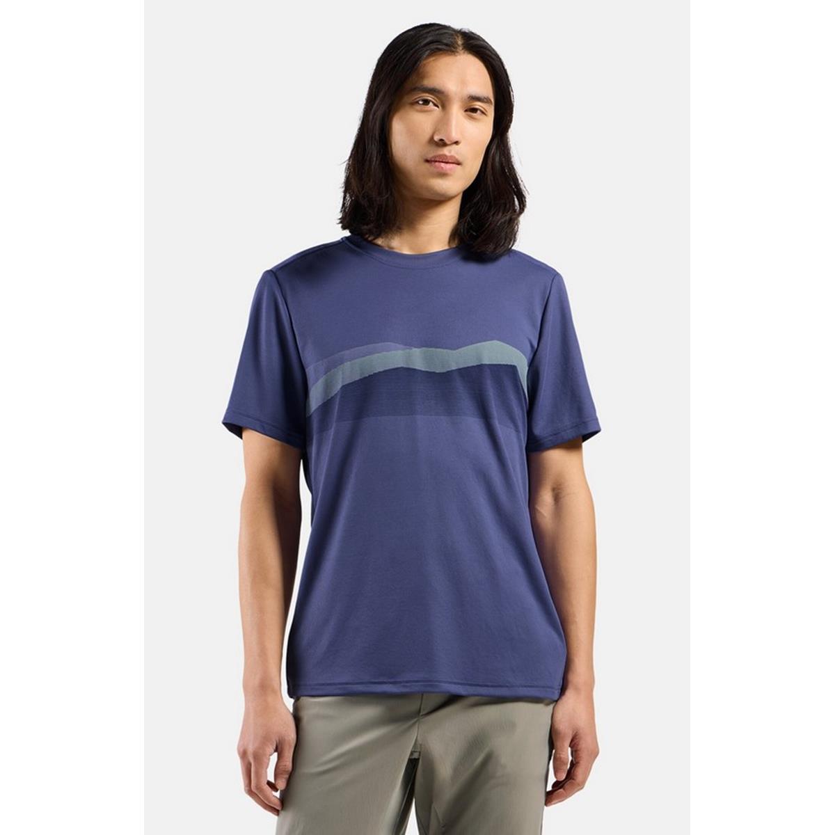 Odlo F-Dry T-Shirt mit Bergkamm-Print - skipper blue