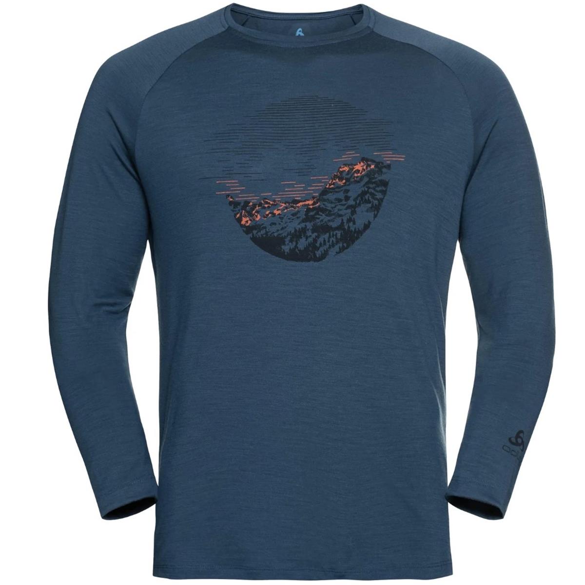 Odlo M Merino 200 Sunrise T-Shirt L/S Crew Neck blue wing teal