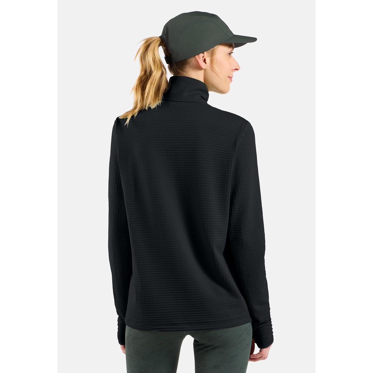 Odlo Damen Essentials Thermal Laufshirt mit Halbreißverschluss Schwarz