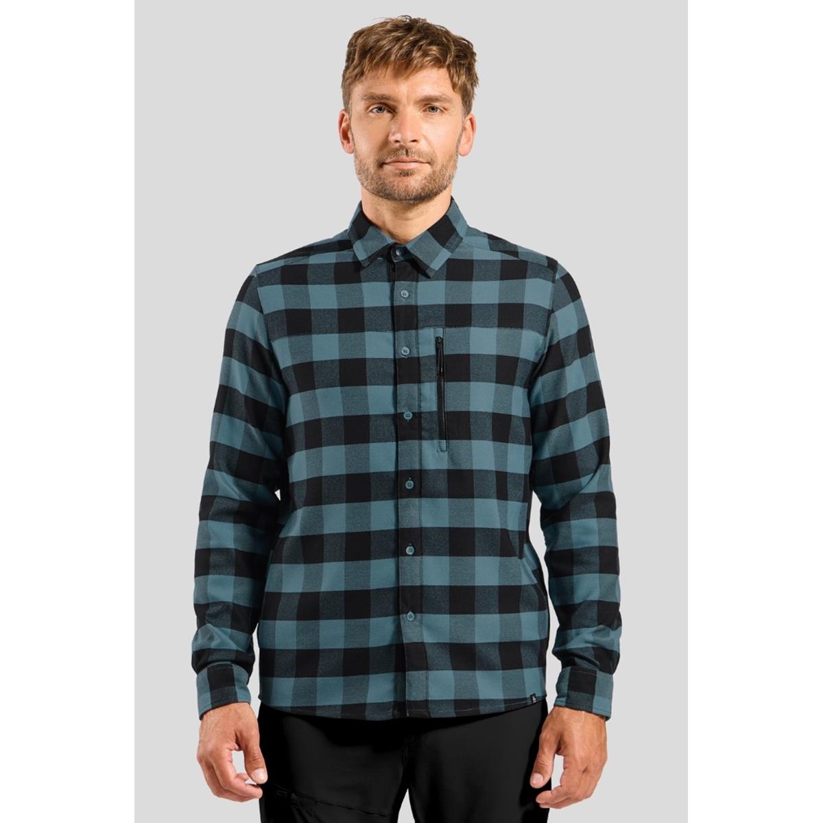 Odlo- Halden Langarm-Shirt - Black- Provinicial Blue - Herren