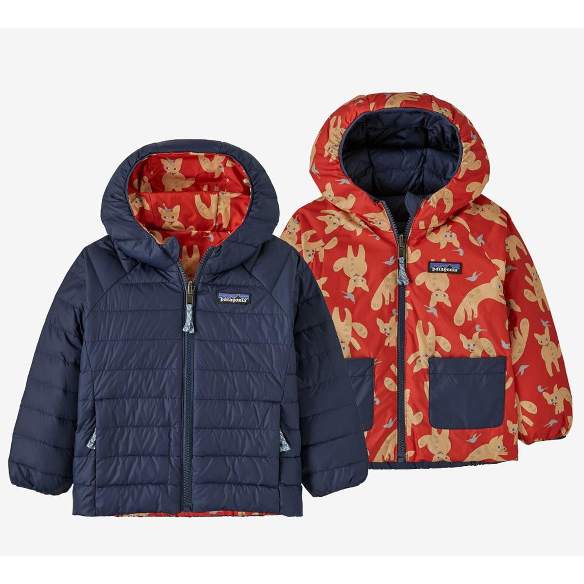 Patagonia Baby Reversible Down Sweater Hoody fox chase madder red Kinder Daunenjacke