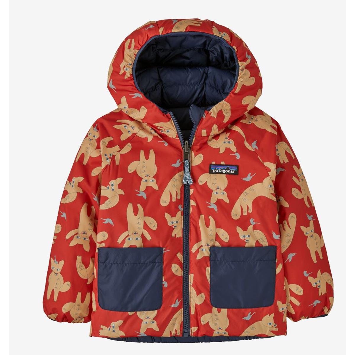 Patagonia Baby Reversible Down Sweater Hoody fox chase madder red Kinder Daunenjacke