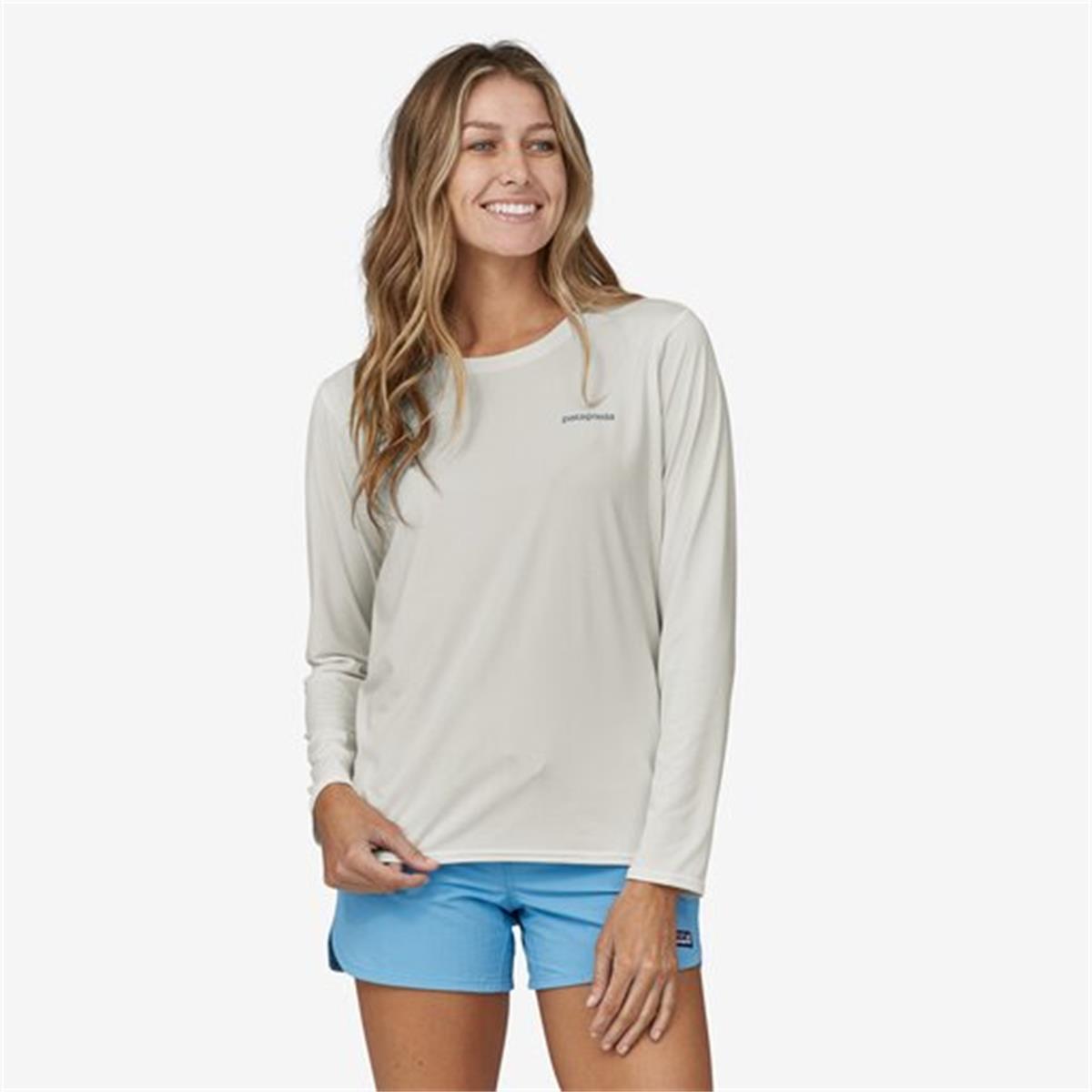 Patagonia Long-Sleeved Capilene® Cool Daily Graphic Shirt - Waters Damen Boardshort Logo Light Plume Grey: White