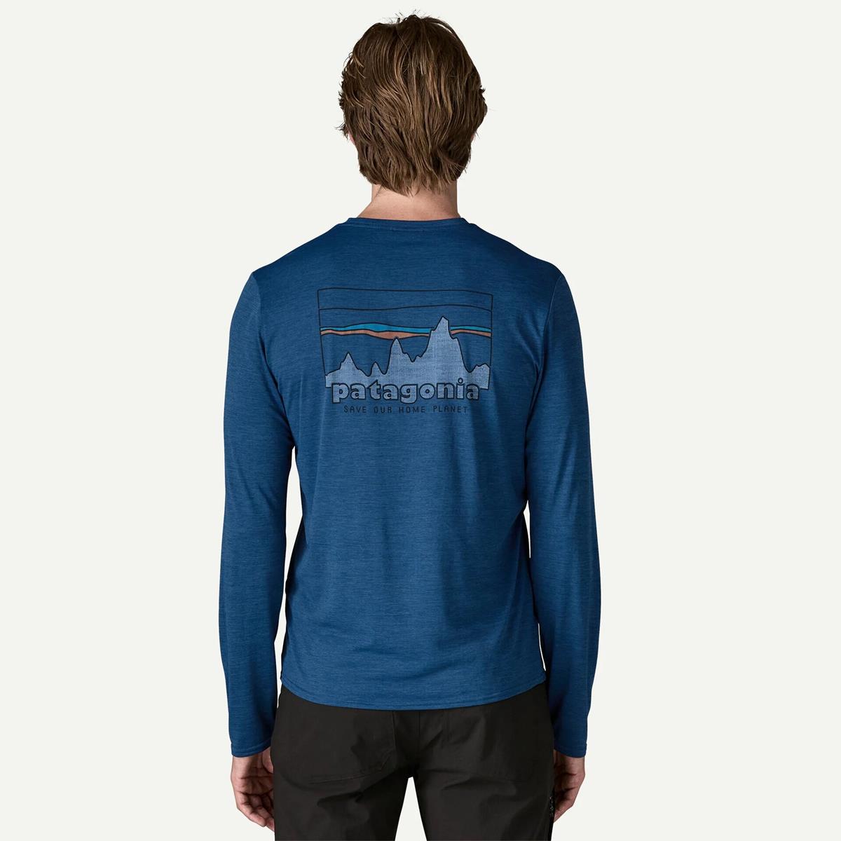 Patagonia Herren Long-Sleeved Capilene Cool Daily Graphic Shirt '73 Skyline: Clement Blue X-Dye
