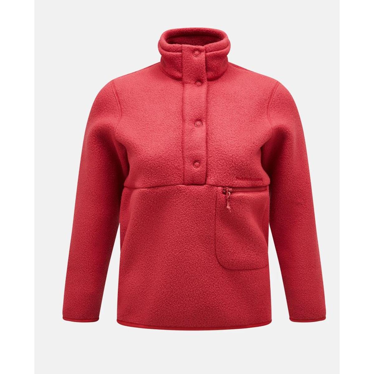 Peak Performance W Fleece Snap T-Neck softer red Damen Pullover