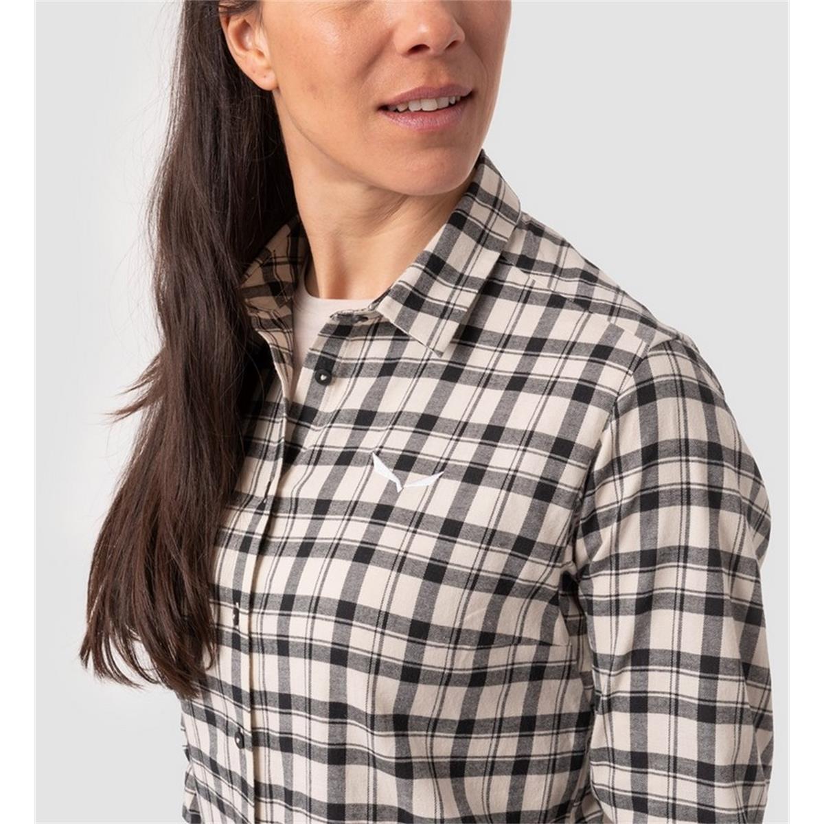 Salewa Flannel 5 Polarlite Hemd Damen oatmeal/black out