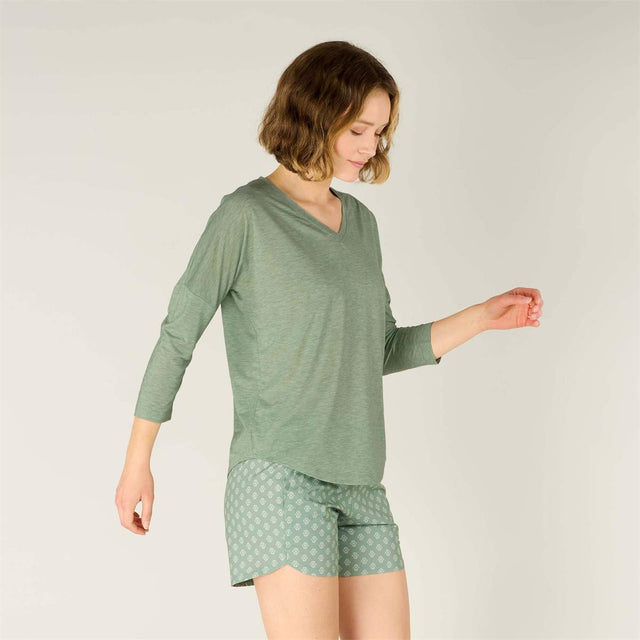 Sherpa Asha V-Neck 3/4 thyme