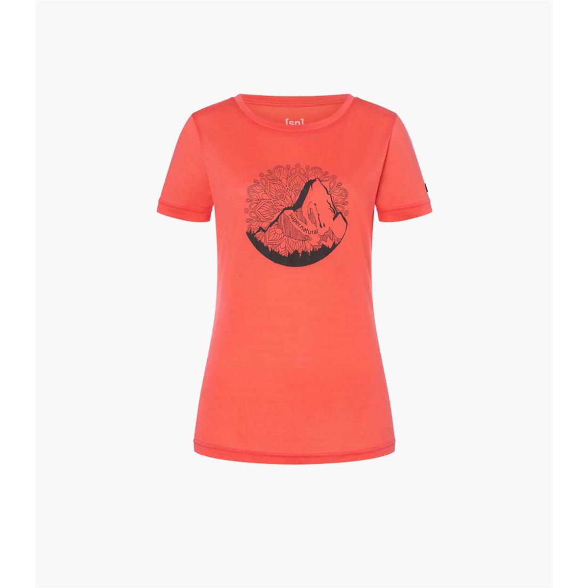 Super.Natural W Mountain Mandala Tee Damen living coral stone grey