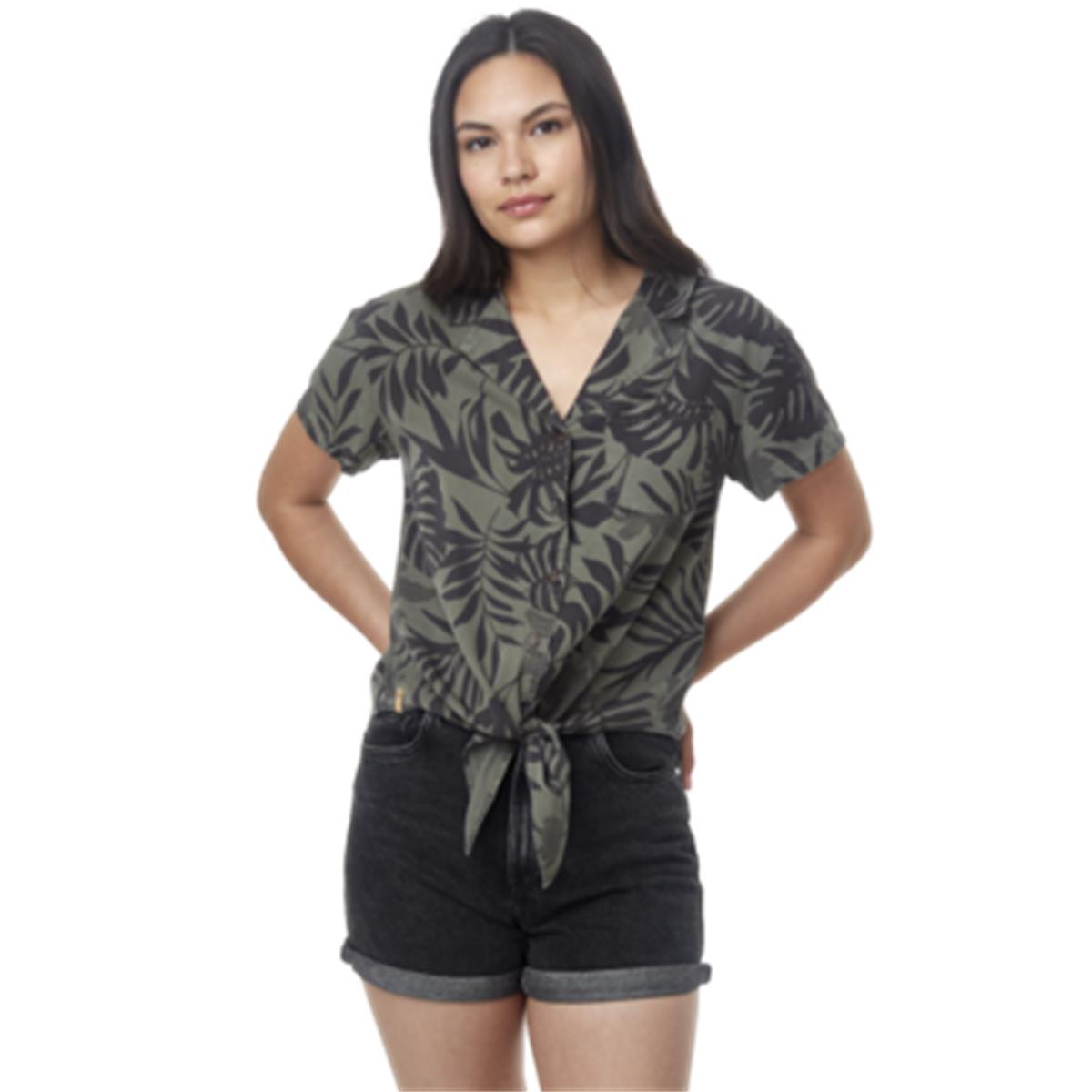 TenTree Meander Tie Front Shirt W agave green/periscope grey vintage jungle