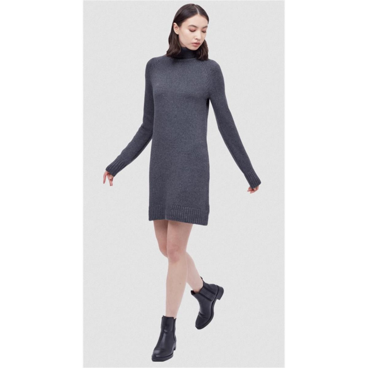 TenTree Highline Turtleneck Dress W dark grey heather