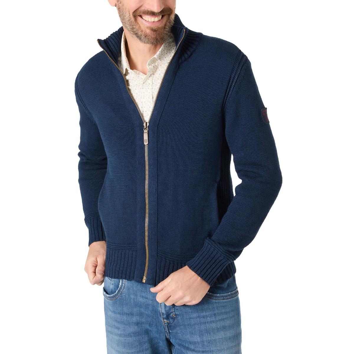 Timezone Herren Heavy Knit Jacket Blue Melange