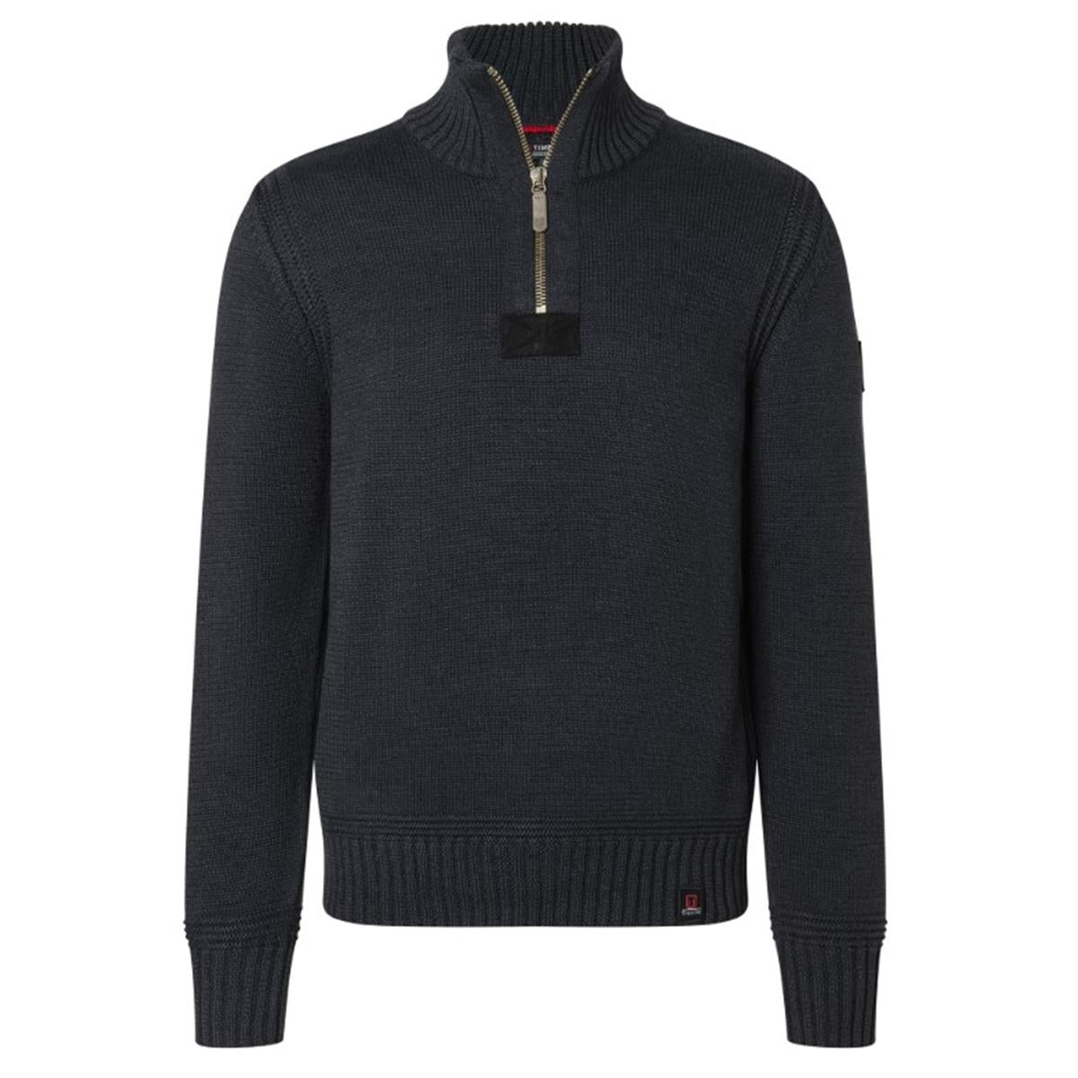 Timezone Heavy Knit Seamans Troyer black melange Herren
