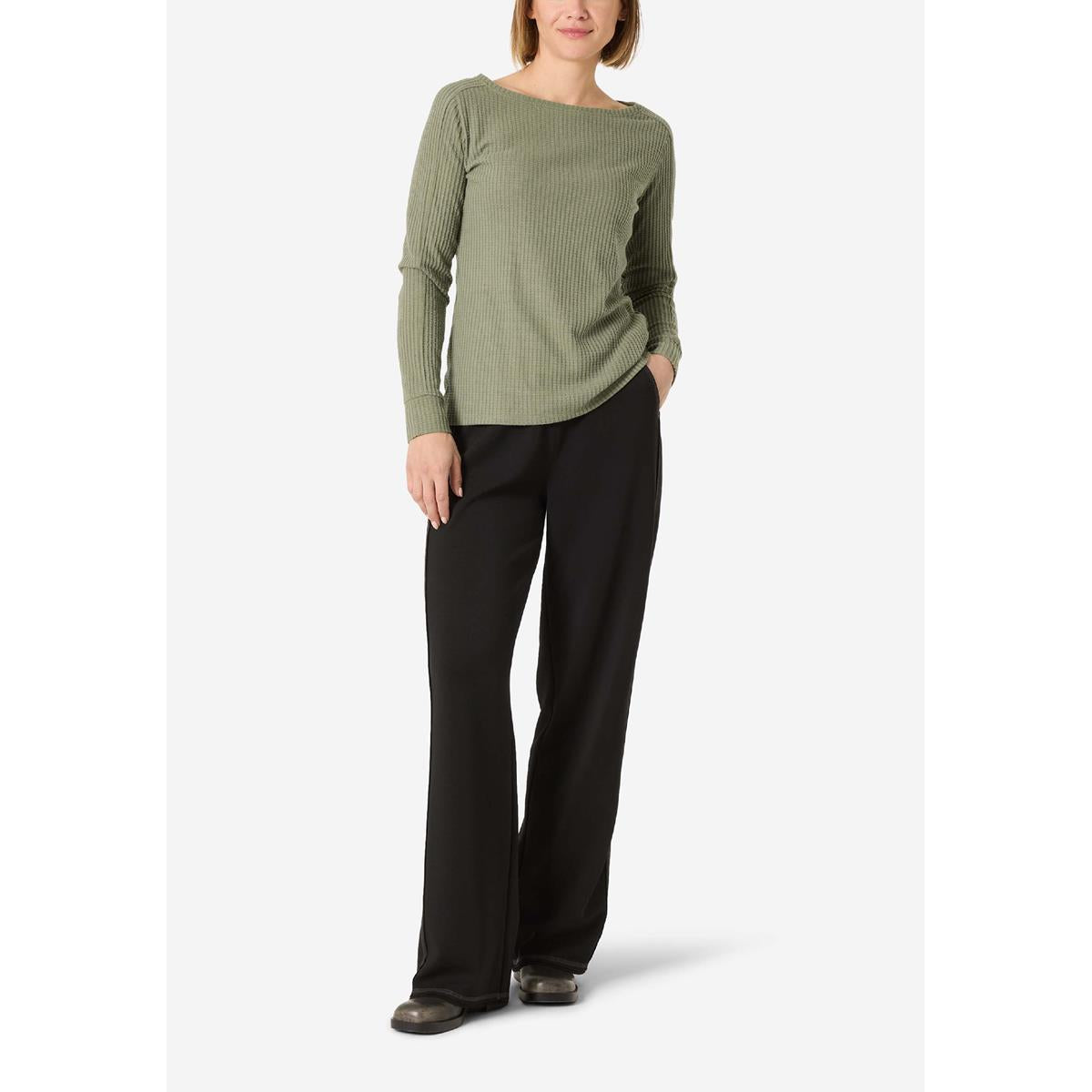 Timezone Boat Neck Longsleeve boxwood green Damen