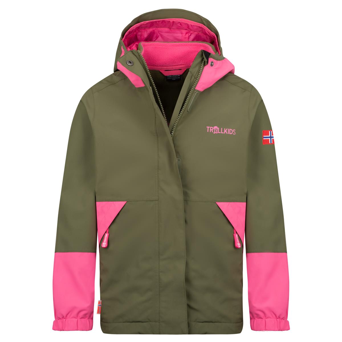 Trollkids Kjerak 3in1 Jacket dusky olive/ light magenta