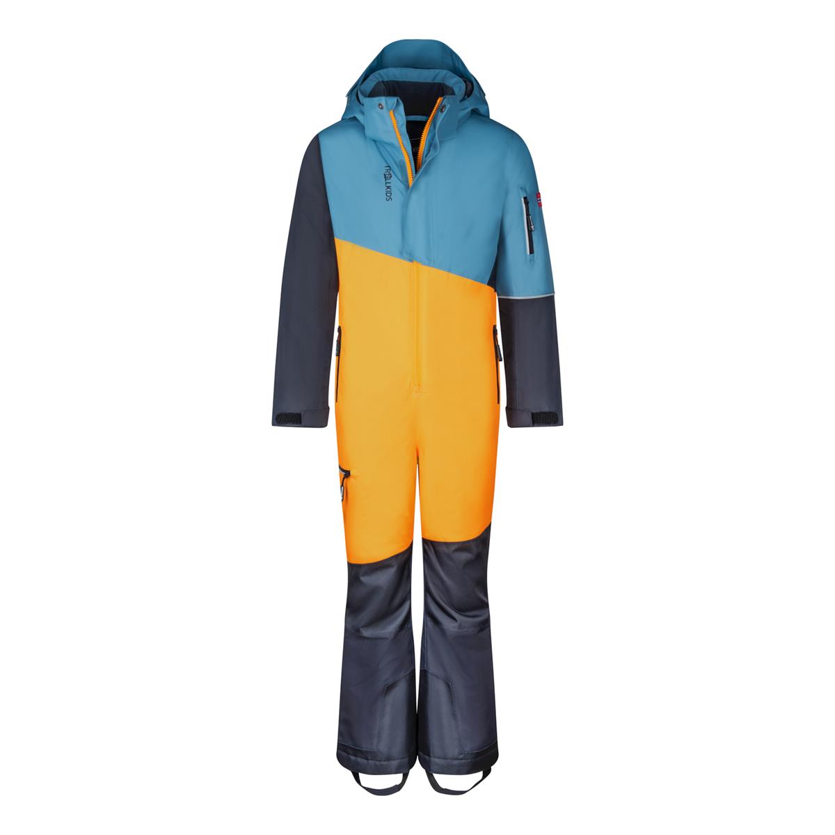 Trollkids Hallingdal Snowsuit steel blue/mango/black