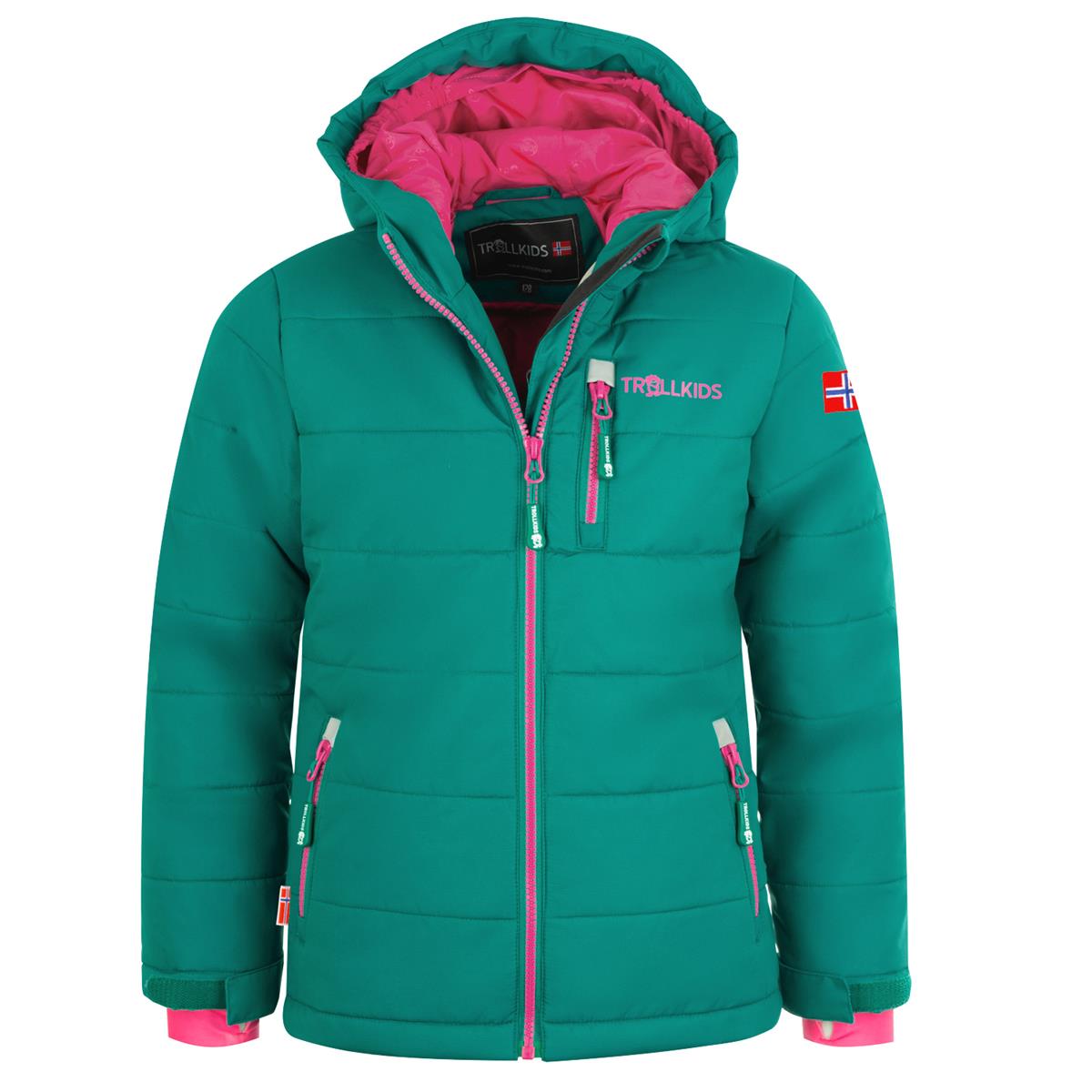 Trollkids Hemsedal Snow Jacket XT smaragd/rubine