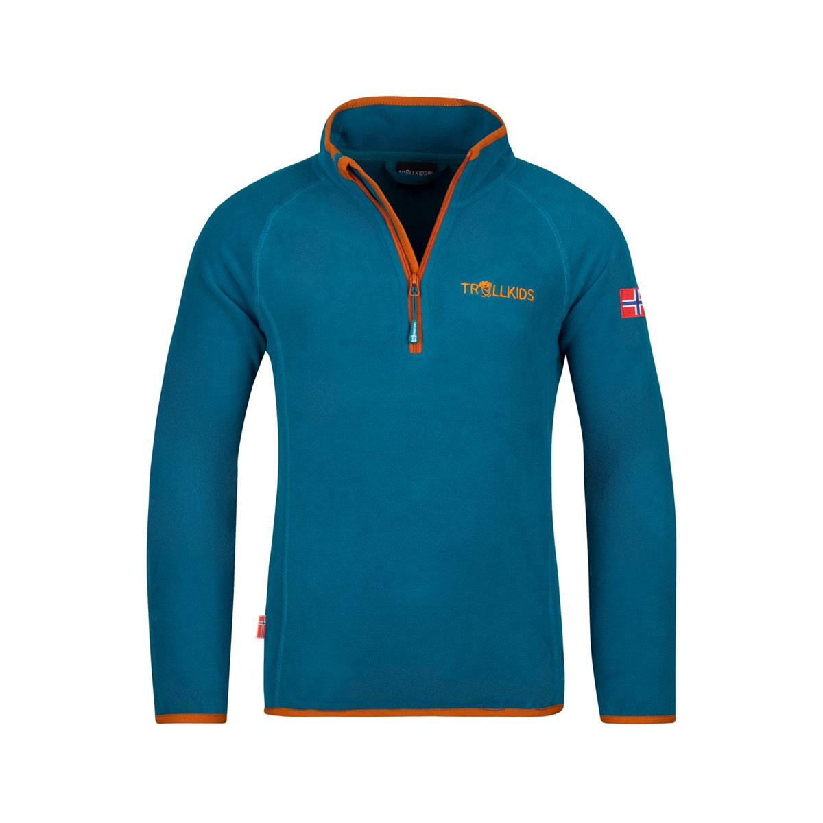 Trollkids Kinder Nordland Half Zip Deep Lagoon/ Cinnamon