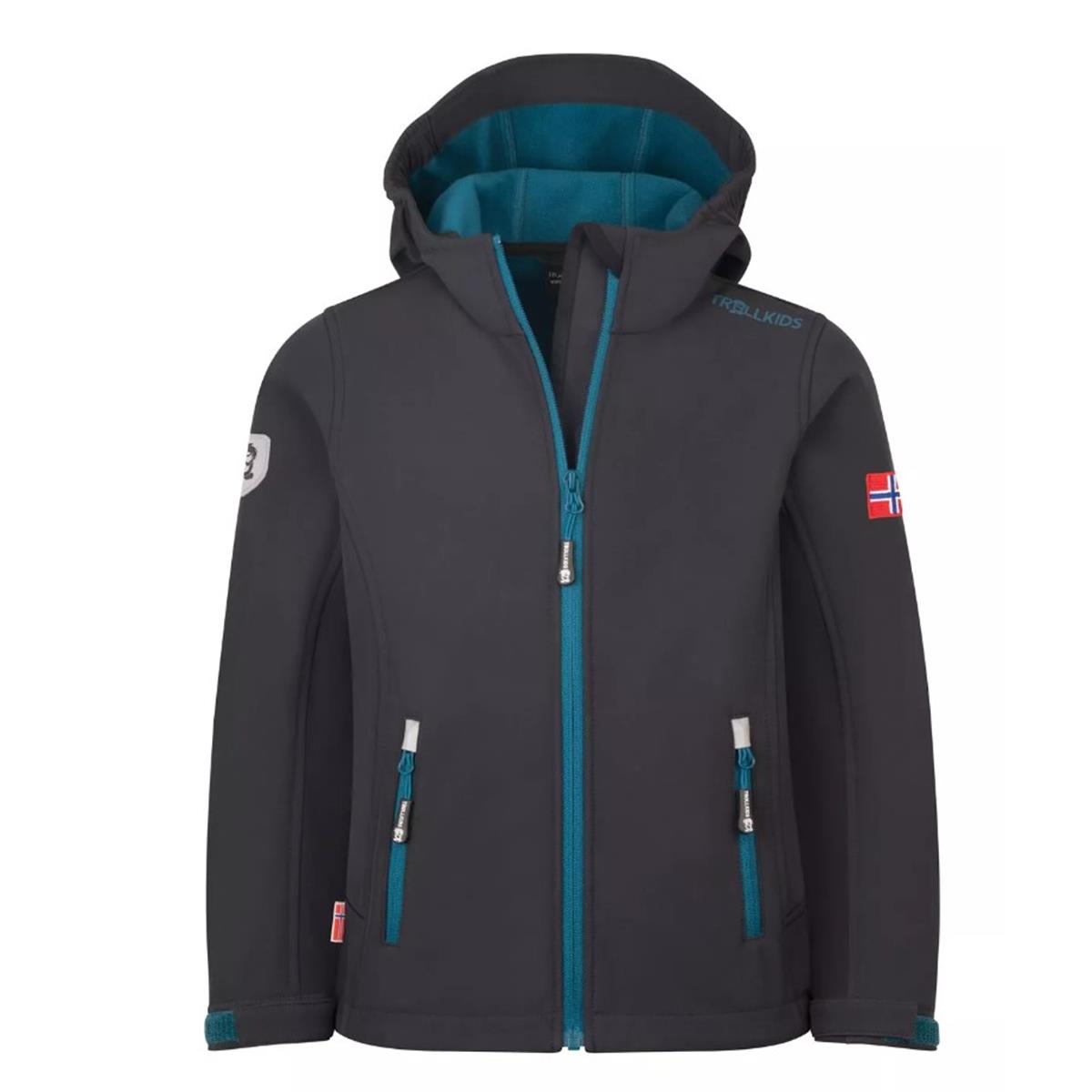 Trollkids - Kids Trollfjord Jacket - black/petrol - Kinder