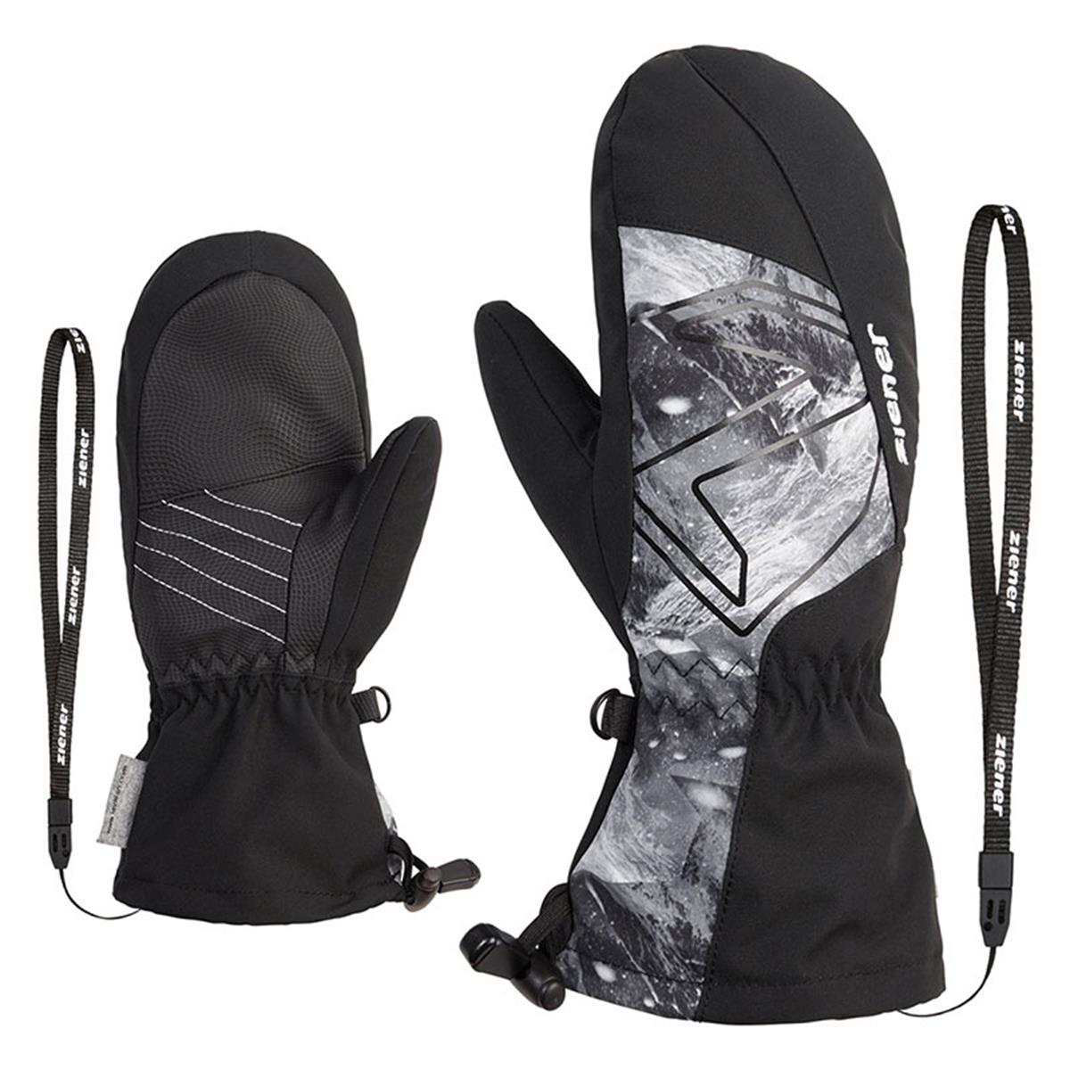 Ziener LAVALINO AS® AW MITTEN GLOVE JUNIOR black grey mountain print