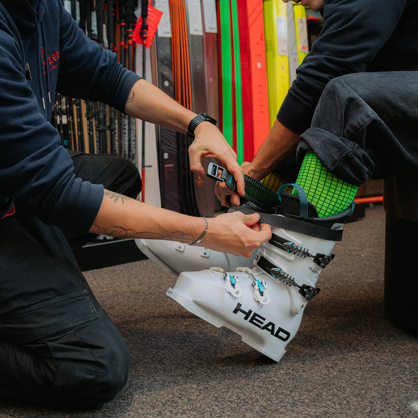 Professional ski boot fitting in the Sport Schindele workshop