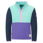 TROLLKIDS Flekkefjord Half Zip fleece pullover with button placket, wisteria purple/aqua mint