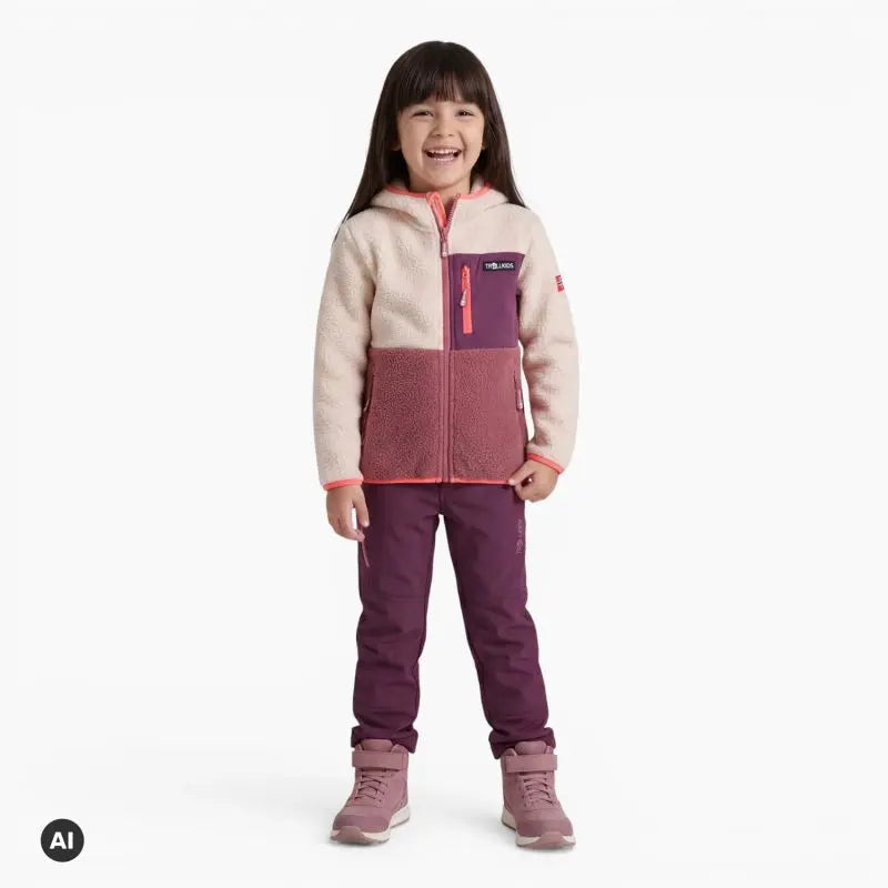 TROLLKIDS Fleecejacke Aurlandsfjord Jacket frozen berry/sandstone