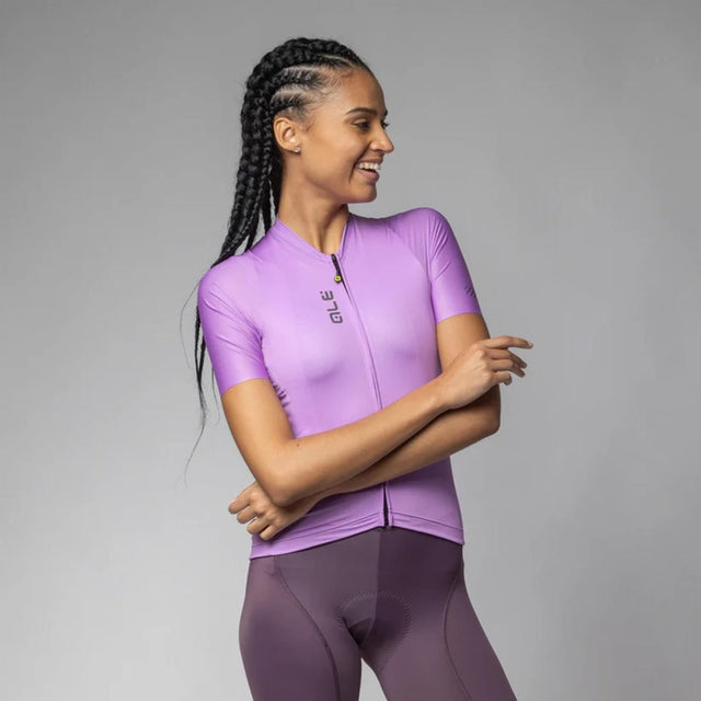 Alè Cycling Color Black Lady Bike Short Sleeve Jersey peonia