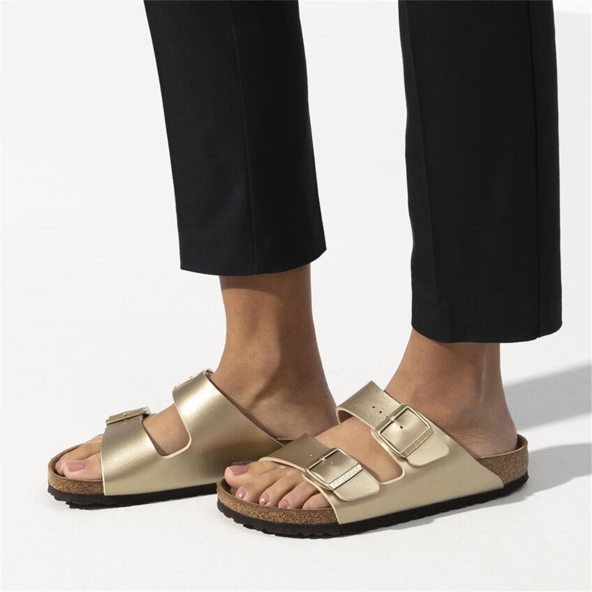 Birkenstock Arizona Birko-Flor scmal gold Damen