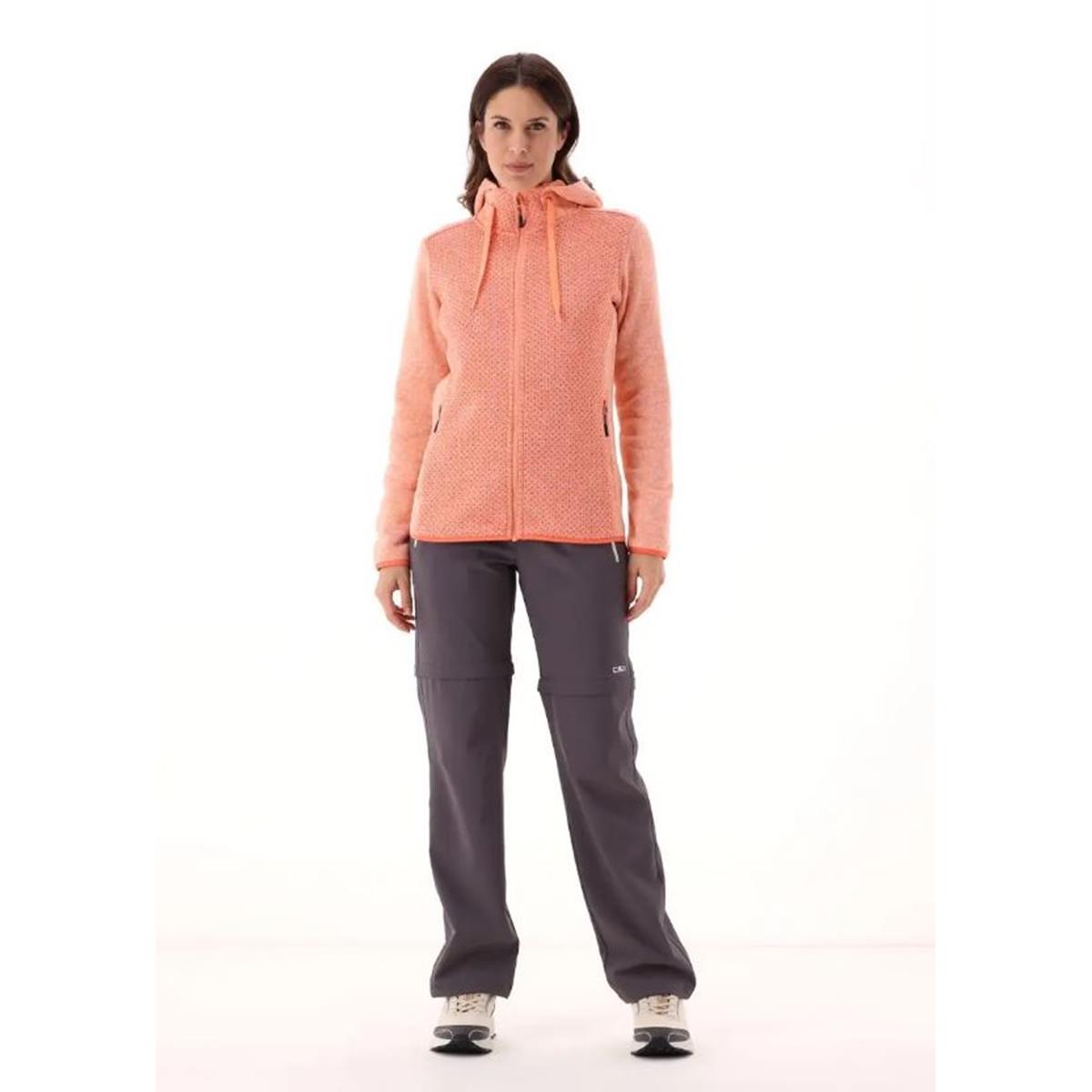 CMP Sport Woman Knit-Tech Fix Hood Jacket salmone tangerine
