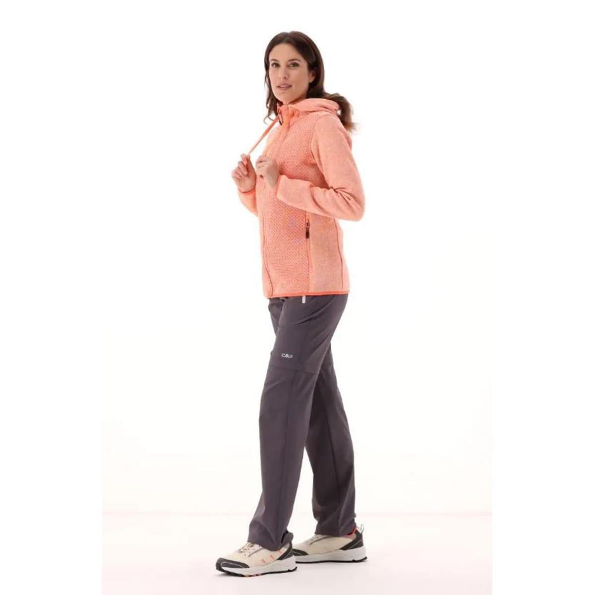 CMP Sport Woman Knit-Tech Fix Hood Jacket salmone tangerine