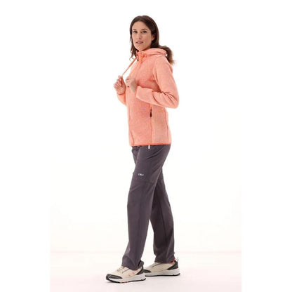 CMP Sport Woman Knit-Tech Fix Hood Jacket salmone tangerine