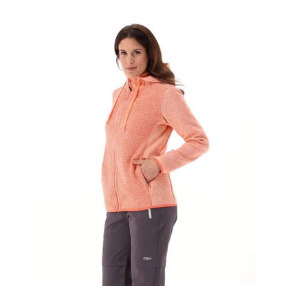 CMP Sport Woman Knit-Tech Fix Hood Jacket salmone tangerine