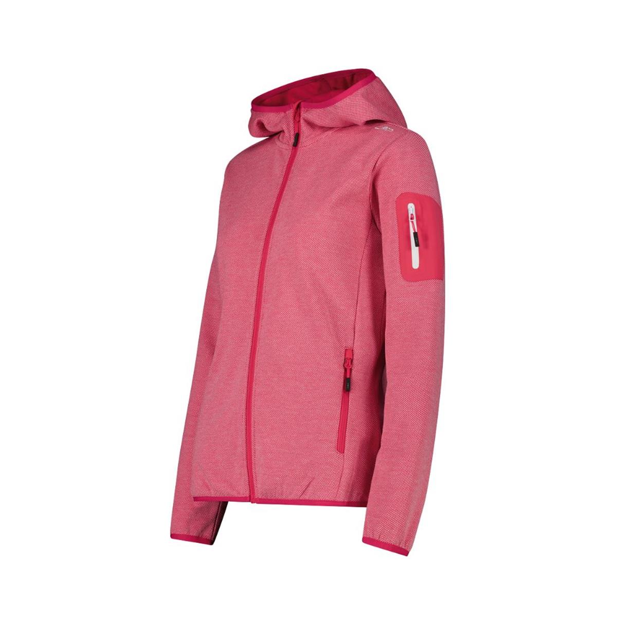 CMP Woman Jacket Fix Hood magenta bianco Damen Fleecejacke