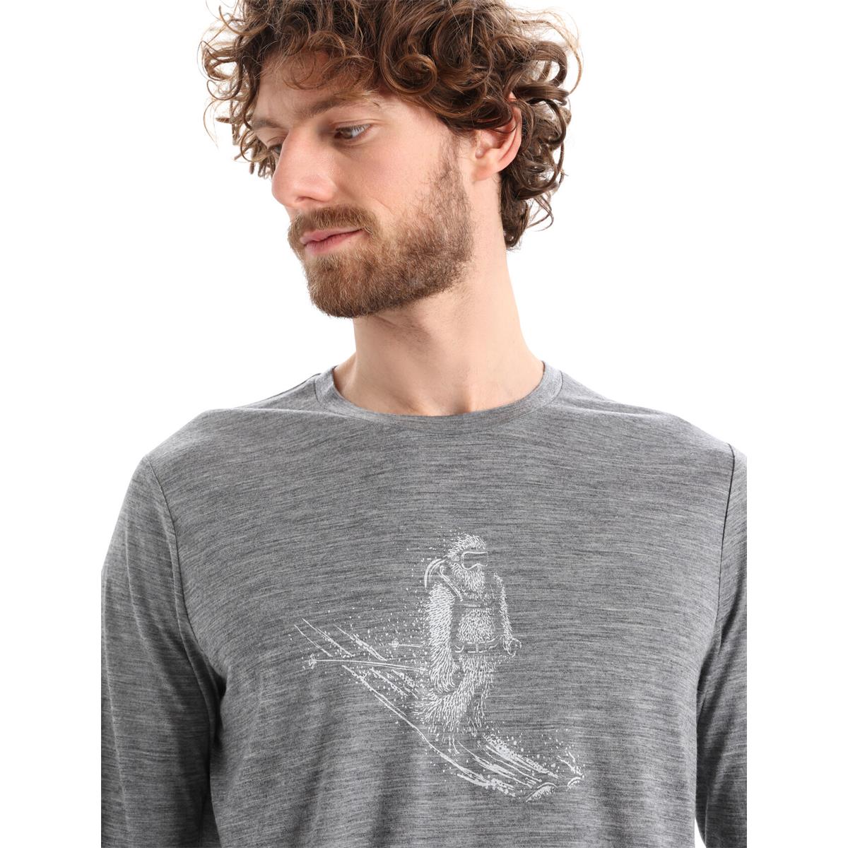 Icebreaker Tech Lite II LS Tee Skiing Yeti gritstone heather Herren Merino Longsleeve