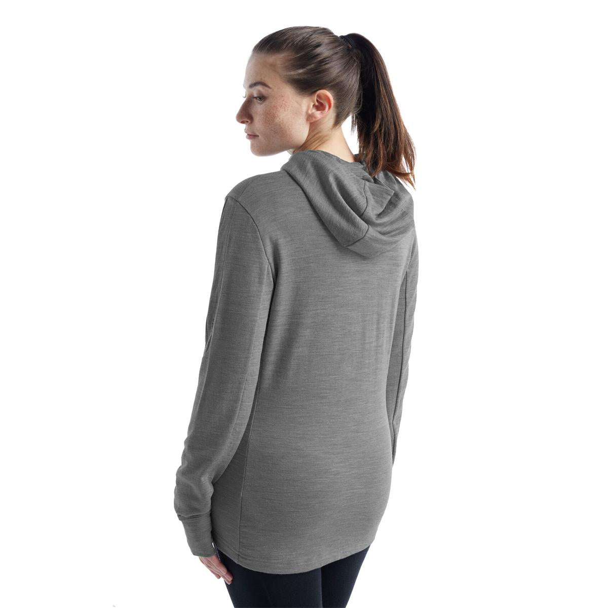 Icebreaker Quantum III LS Zip Hood metro heather black Damen Merinojacke, Bild 3 von 6
